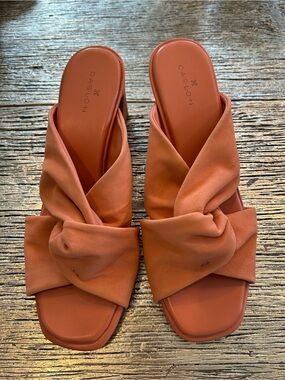 Caslon Knot-Detail Slide Sandals in coral suede
